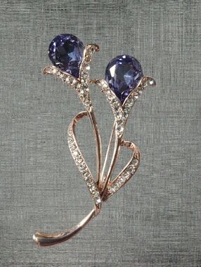 Floral  Purple Crystal Brooch